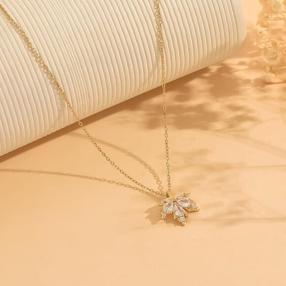Luxurious Gold Plated Necklace with Whimsical Cubic Zirconia Charms - Gift Boxed - Picture 5 of 7
